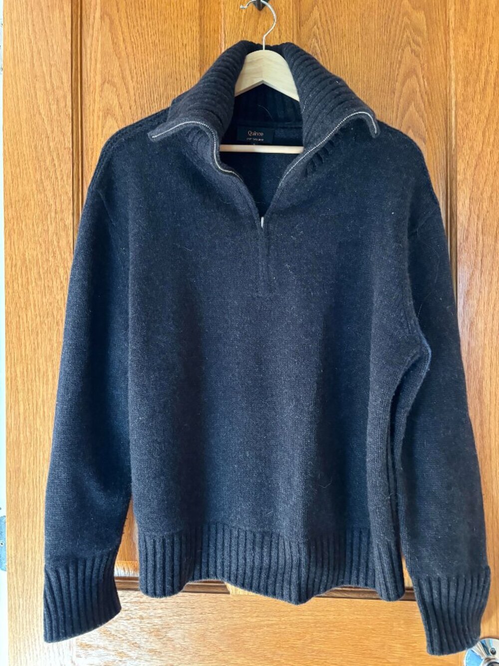 Quince Luxe Baby Cashmere Quarter Zip Black Sweater S